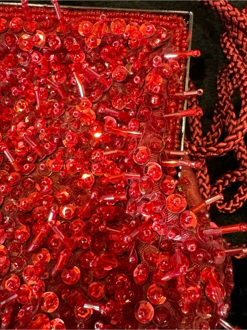 Red Beaded Evening Bag - Designer Style